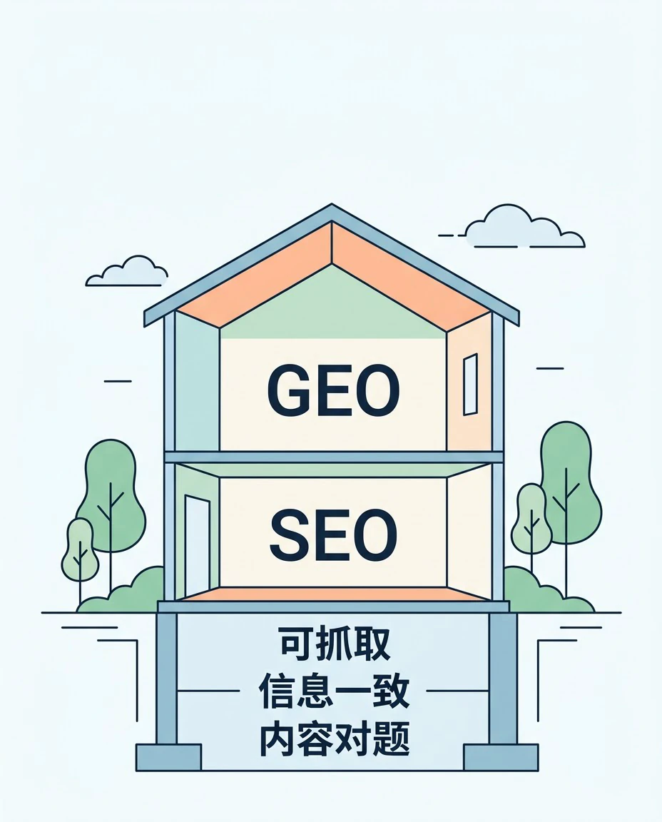 SEO 与 GEO 共用同一套地基:可抓取、信息一致、内容对题